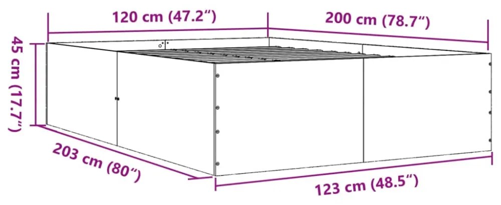 barna tölgyszínű szerelt fa ágykeret 120 x 200 cm