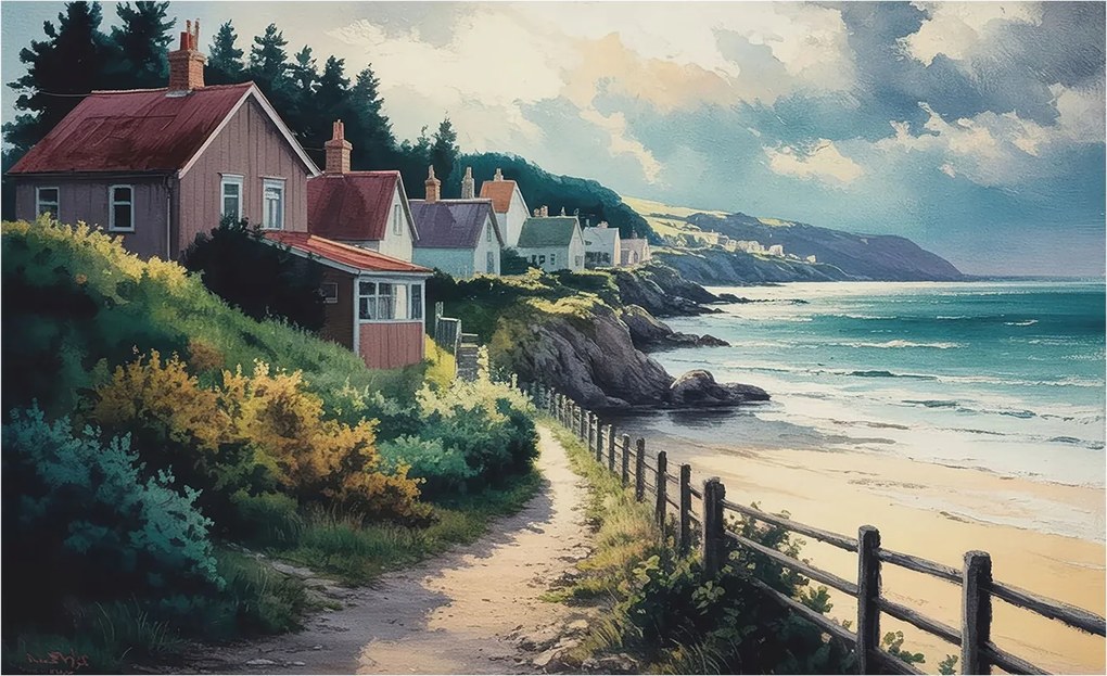 Dekoratív fotótapéta falra Egyszerű összeszerelés Sziklaházak 416x254 Ragasztó