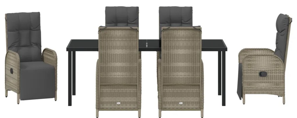 7 Darabos Kerti Étkező Szett Párnákkal Szürke Poly Rattan