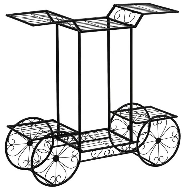 STILISTA Virágcserép állvány kocsi 77 x 75 x 28 cm acél