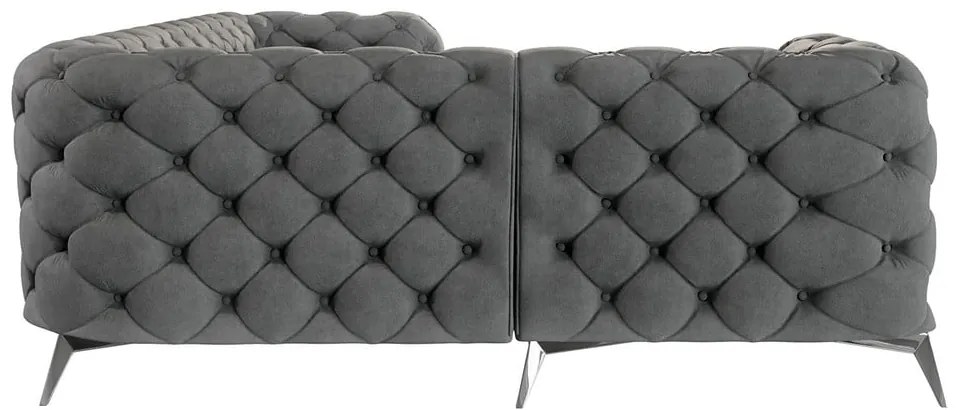 Szürke bársony sarokkanapé (bal oldali-L alakú) Chelsea – Ropez