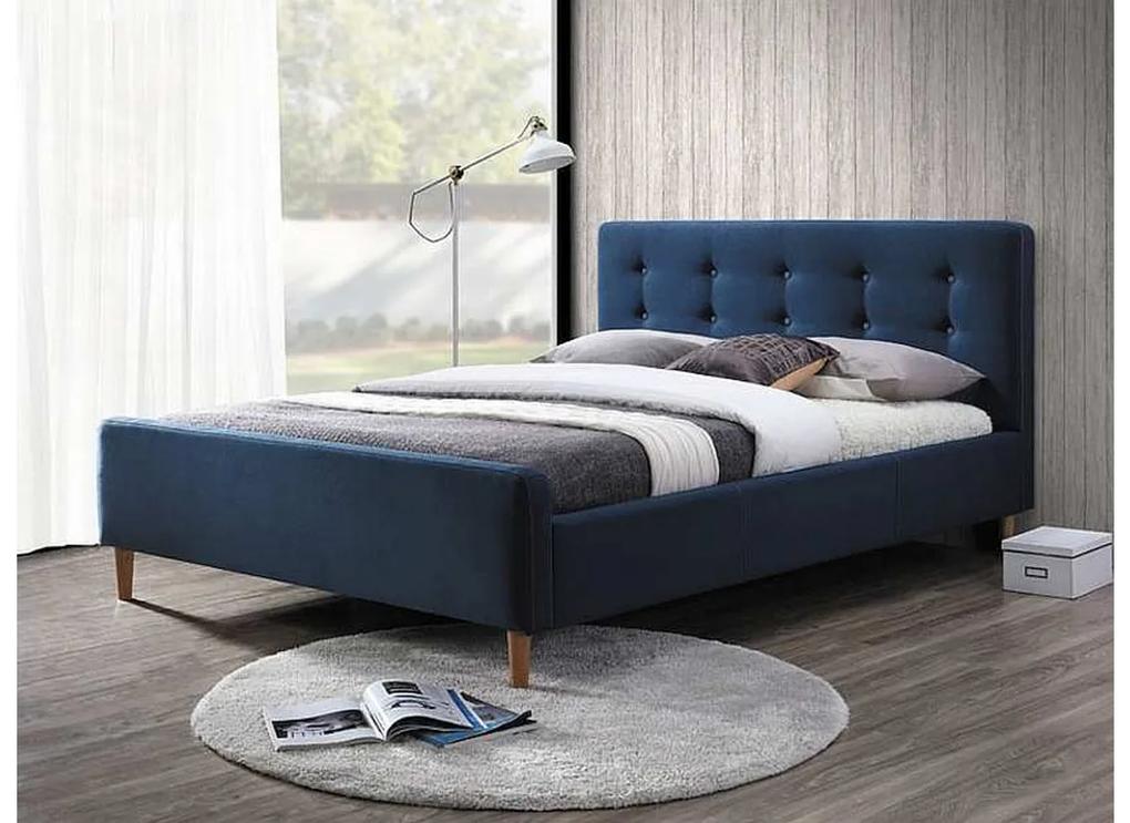 PINKY kárpitozott ágy + ágyrács , 160x200, kék (gránátalma)