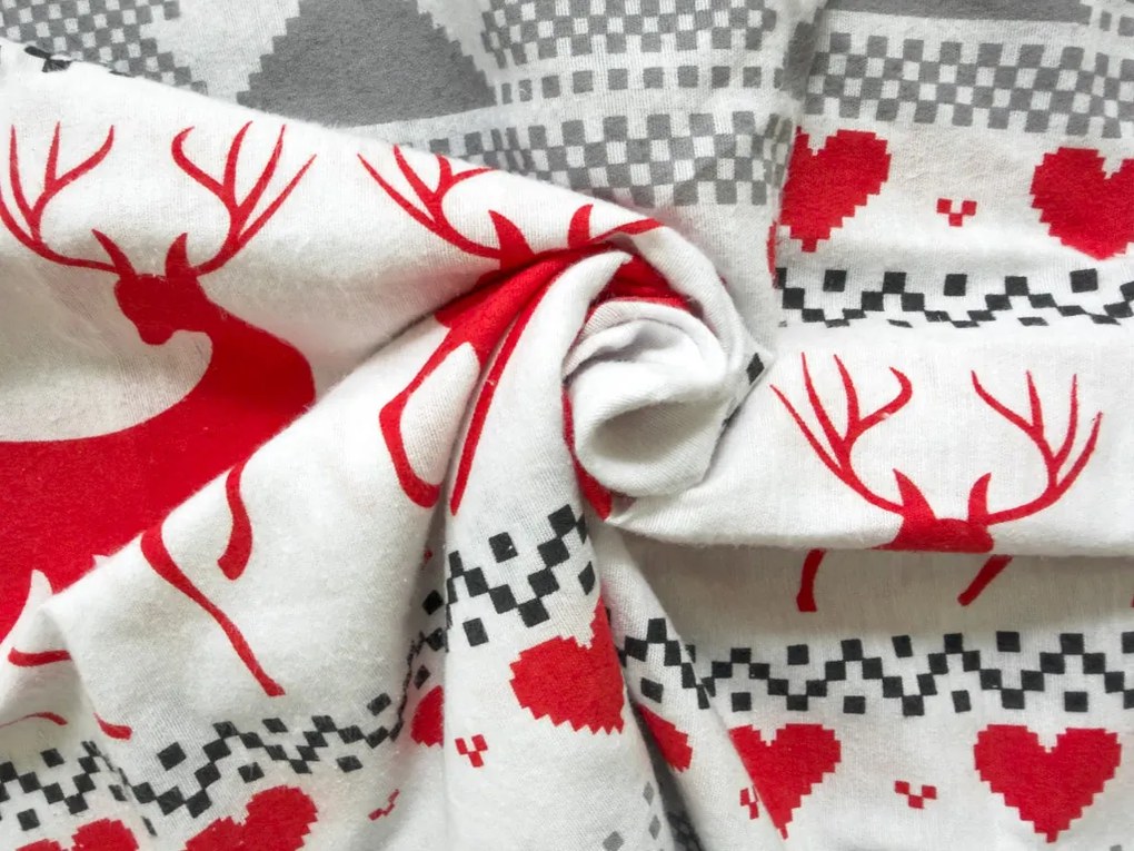 Flanel ágynemű DEER DREAMS fehér Ágyneműhuzat mérete: 70 x 90 cm | 140 x 220 cm