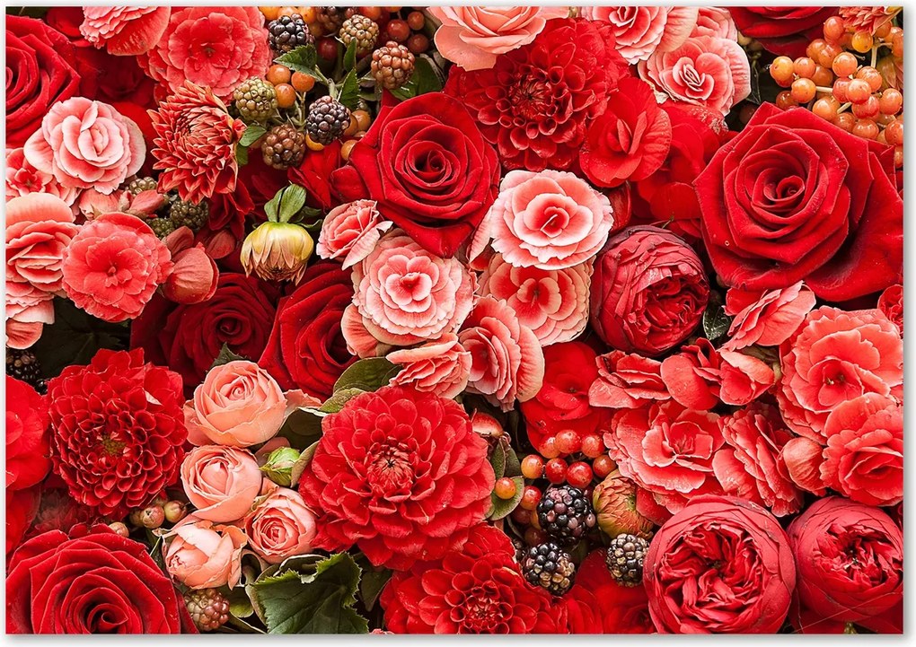 Üveg konyhai panel Piros virágok Ragasztó Ingyenes