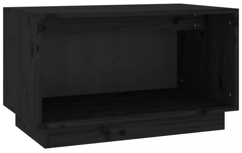 fekete tömör fenyőfa TV-szekrény 60x35x35 cm