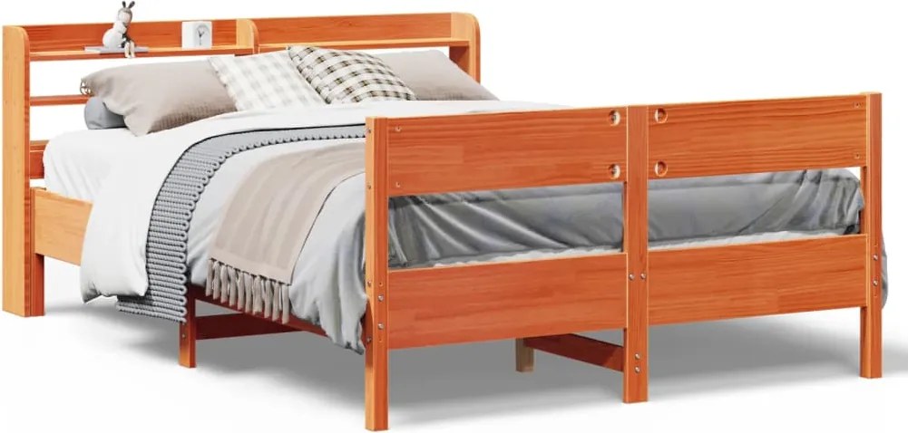 vidaXL viaszbarna tömör fenyőfa ágy matrac nélkül 150 x 200 cm