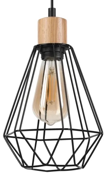 Brilagi - Csillár zsinóron WOODY BASKET 1xE27/60W/230V tölgy