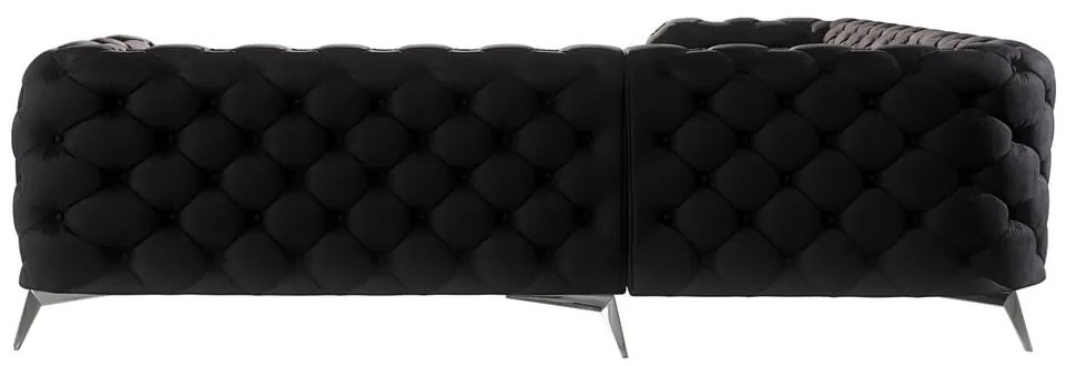 Fekete bársony sarokkanapé Chelsea – Ropez