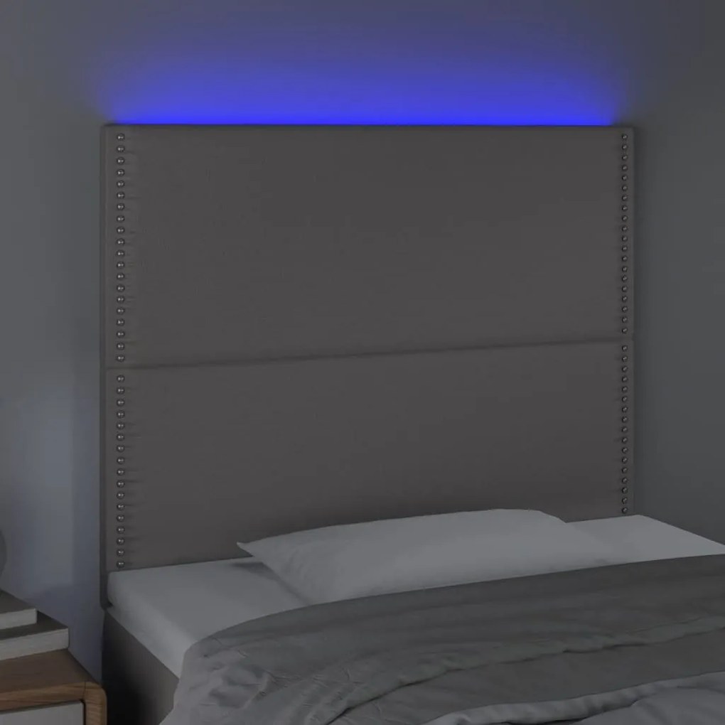 szürke műbőr LED-es fejtámla 80x5x118/128 cm