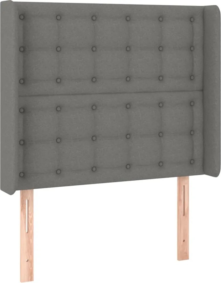 vidaXL sötétszürke szövet fejtámla szárnyakkal 93x16x118/128 cm