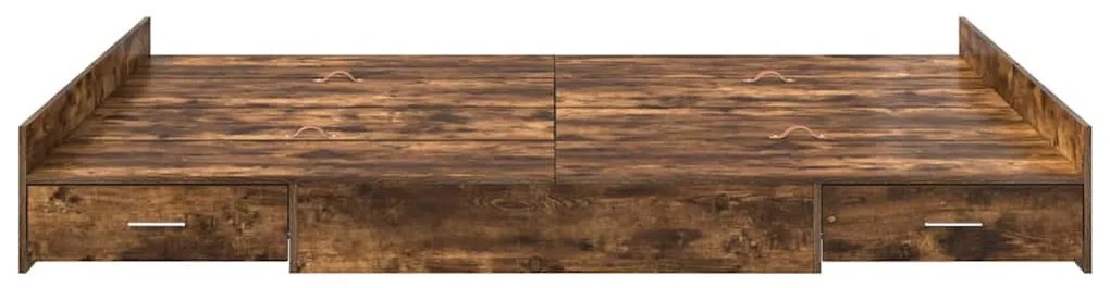 Ágykeret tárolóval fiókkal Füstölt tölgy 150 x 200 cm Faanyag