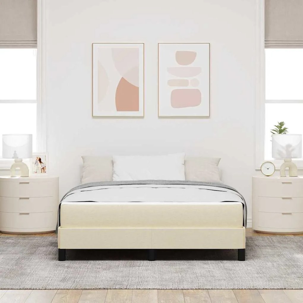 Boxrugós ágy matracmal Krém 160 x 200 cm szövet