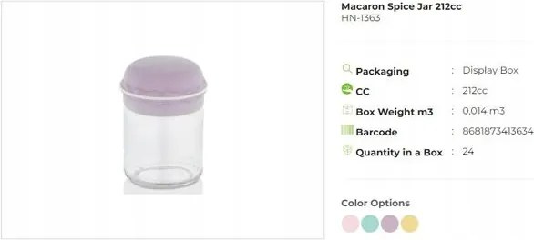 Fűszertartó tégely 212cc fedéllel- ideális a konyhába