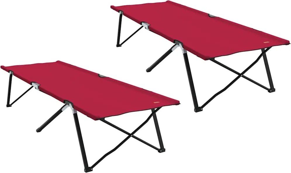 vidaXL Összecsukható Kemping Ágy 2 pcs Piros 206 x 76 x 74 cm