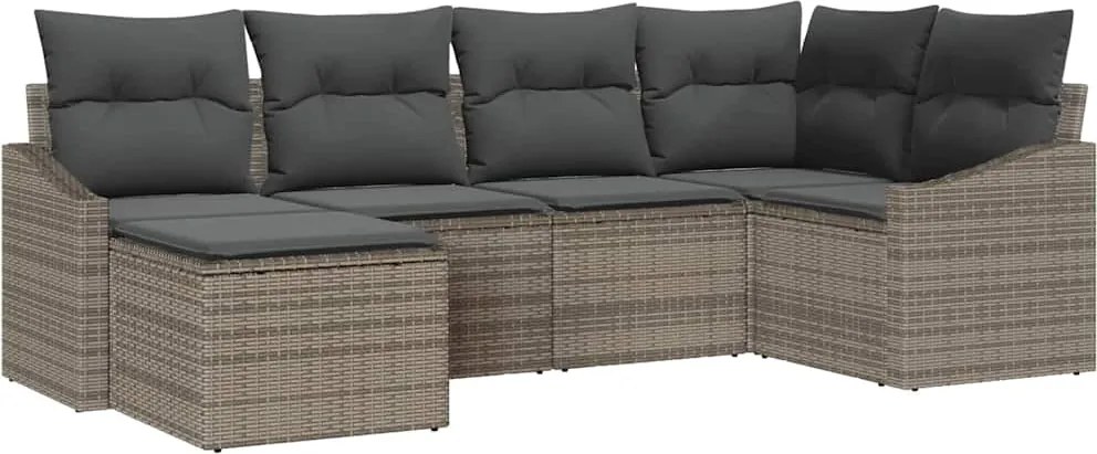 vidaXL Kanapé Szett párnával 6 pcs Szürke polirattan