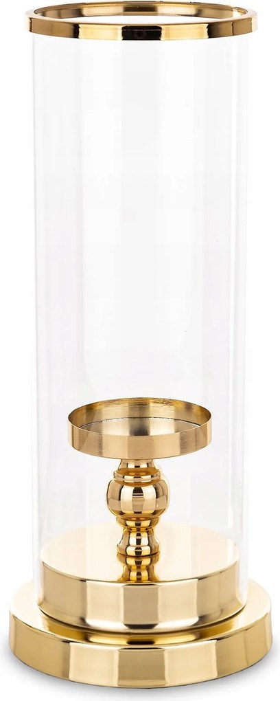 Gyertyatartó fém arany magas üveg glamour üveg