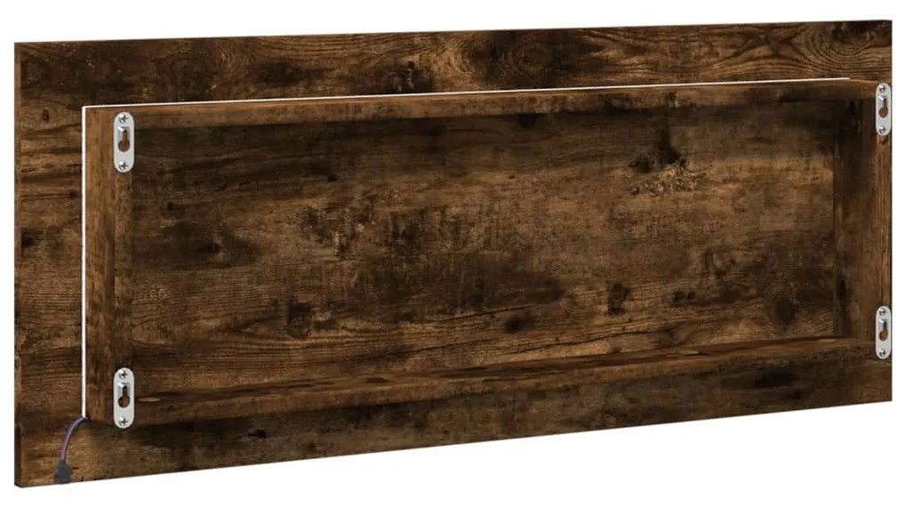 füstös tölgy szerelt fa LED-es fürdőszobatükör 100x8,5x37 cm