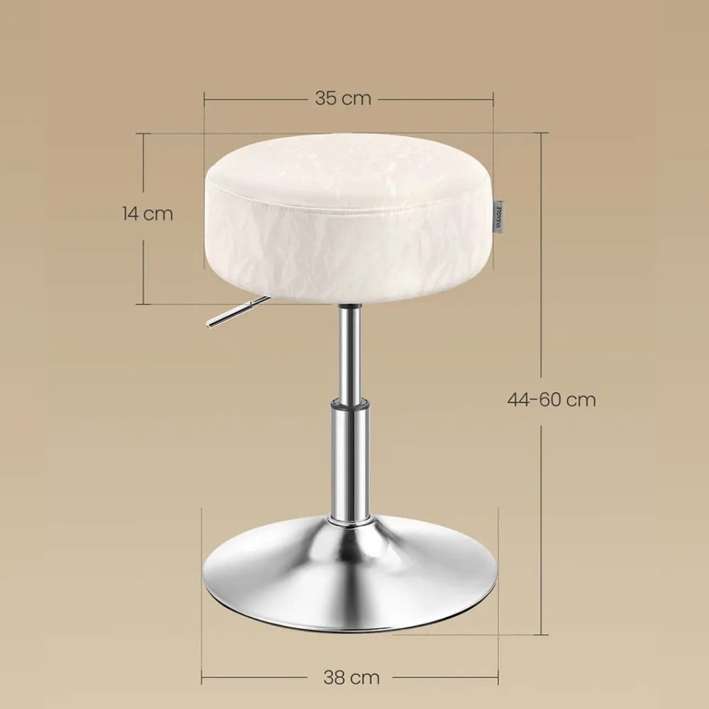 AURA állítható magasságú sminkszék fésülködőasztalhoz, Ø35cm, krémszínű Vasagle