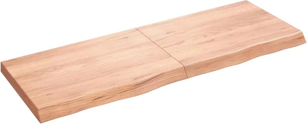 vidaXL világosbarna kezelt tömör tölgyfa fali polc 140 x 50 x (2-6) cm