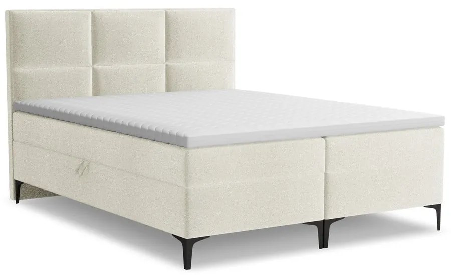 Bézs ágyneműtartós boxspring ágy 180x200 cm Pakalana – Makamii