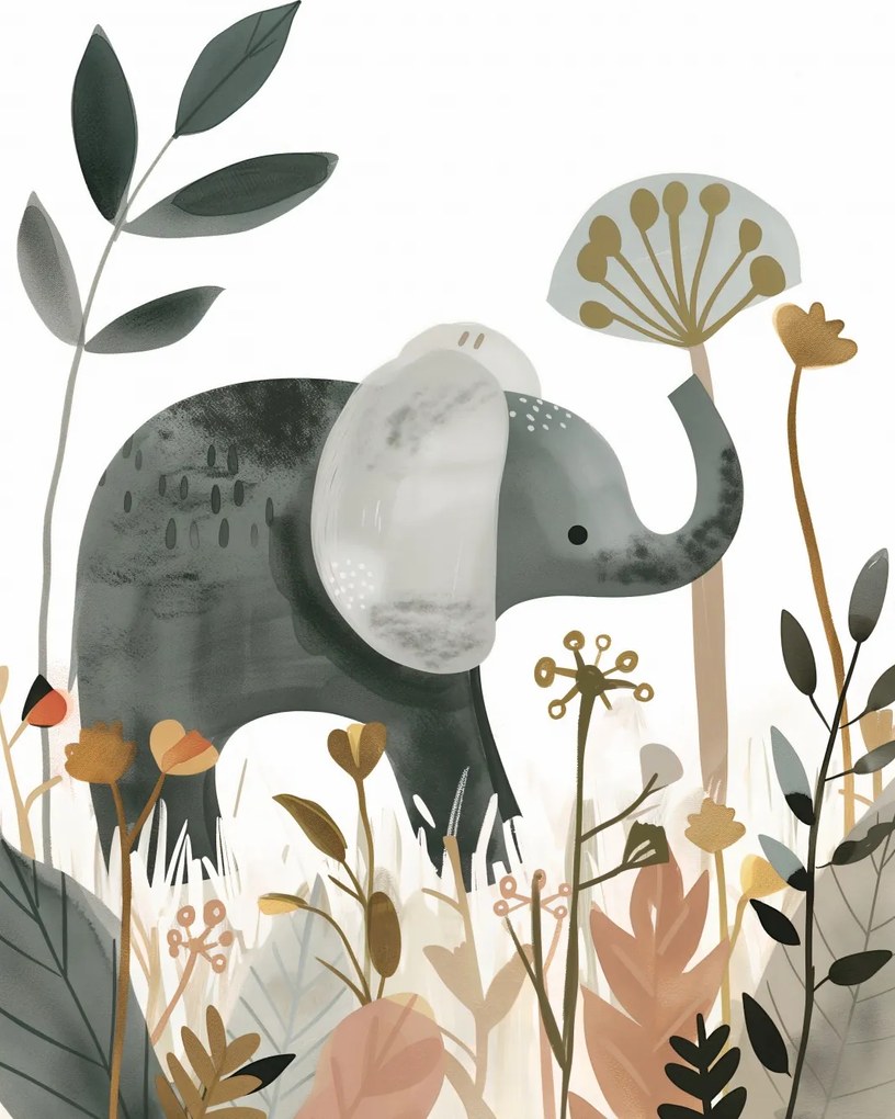 Poszter 21x29,7cm Finom elefánt a kertben