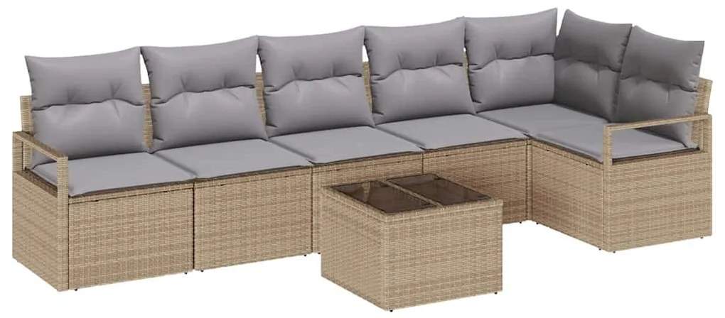Kerti Kanapé Szett párnával 7 pcs Beige és Világosszürke
