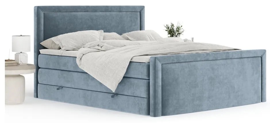 Kék ágyneműtartós boxspring ágy 160x200 cm Lavenda – Maison de Rêve
