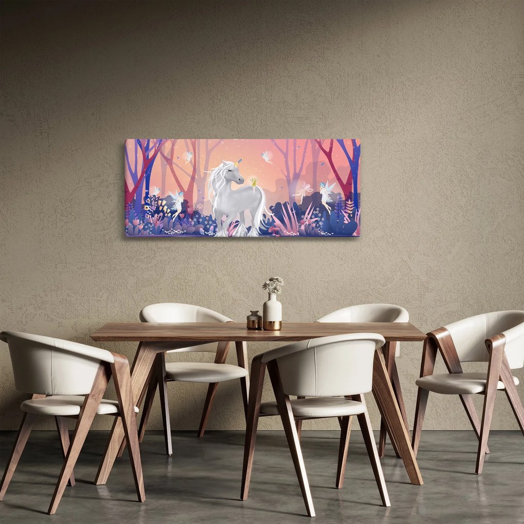 Kép - egyszarvú alatt egy varázslatos erdőben (120x50 cm)