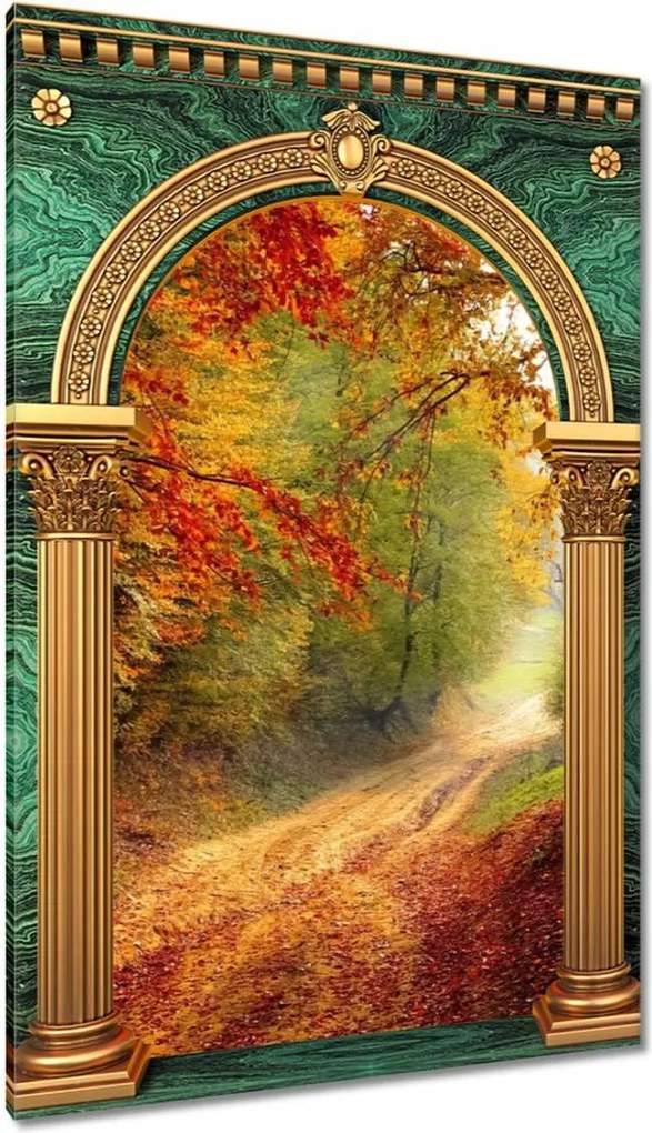 Vászonkép 40x60 Út az erdőben ősz