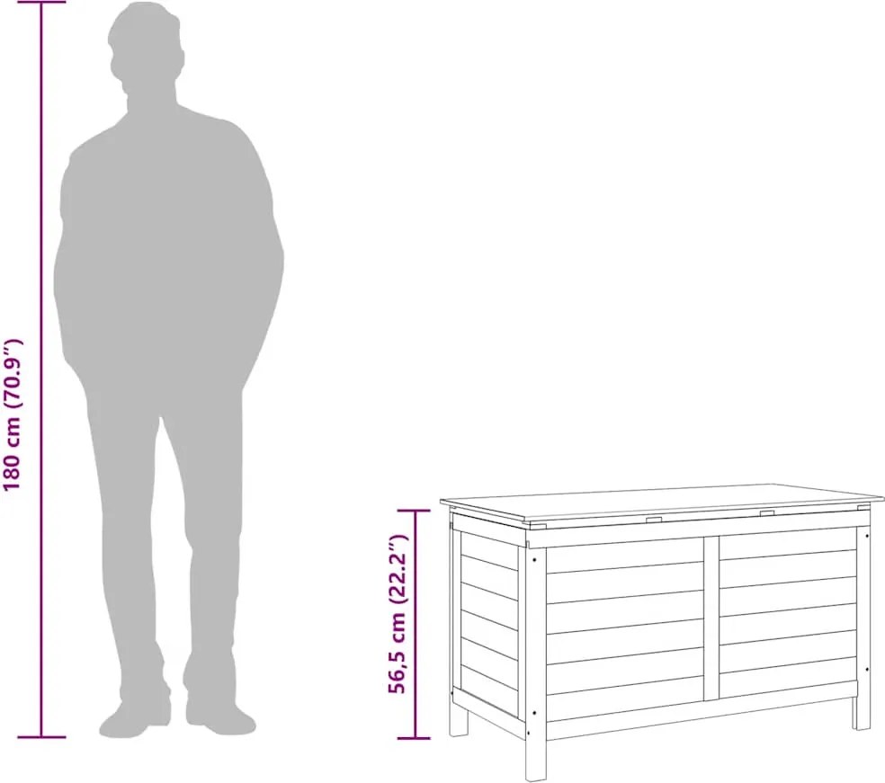 Tömör Fenyőfa Kültéri Párnatartó Láda 99 X 50 X 56,5 Cm