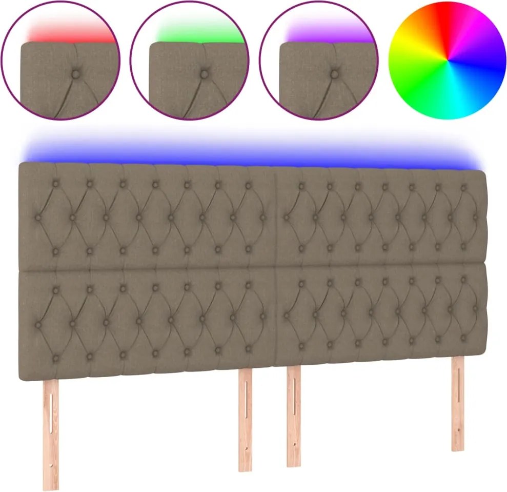 vidaXL tópszínű szövet LED-es fejtámla 200x7x118/128 cm