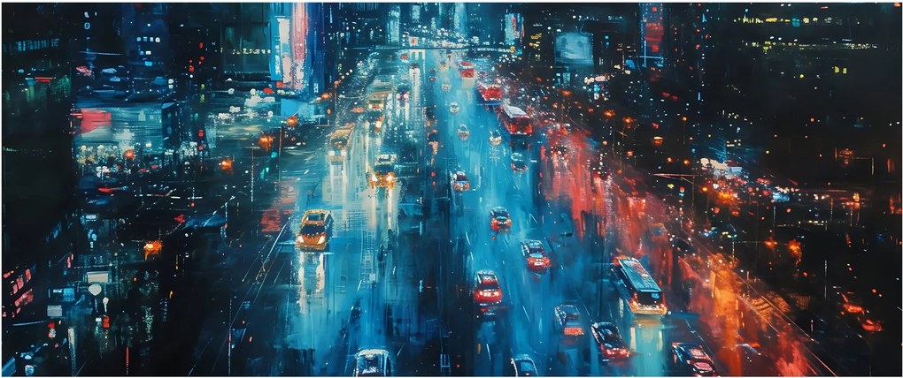 Kép - Nagyváros, olajfestmény (120x50 cm)