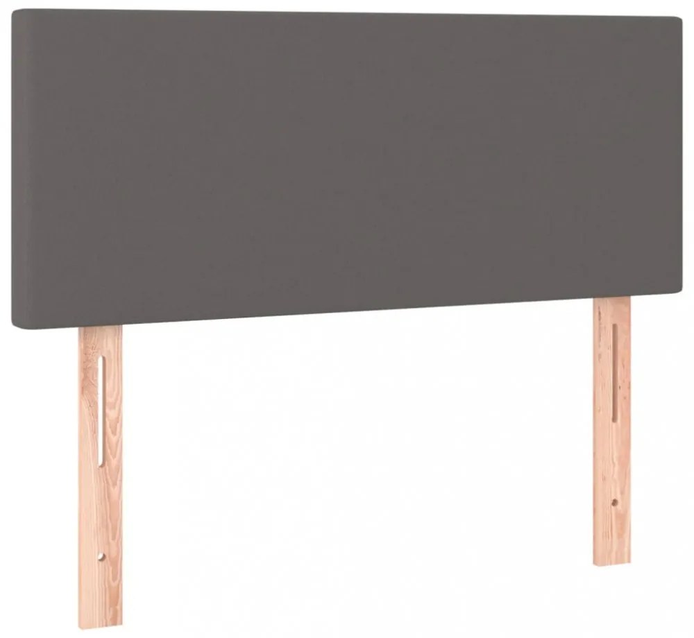 szürke műbőr rugós ágy matraccal és LED-del 80 x 200 cm