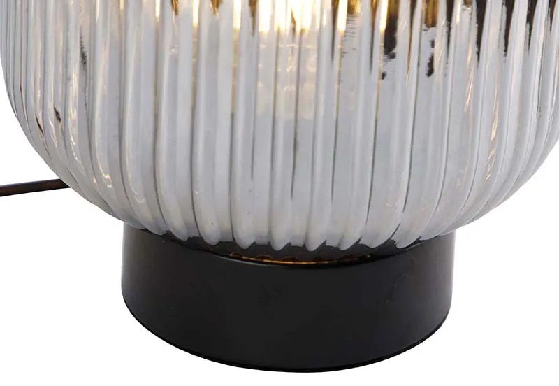 Art Deco asztali lámpa fekete füstüveggel - Karel