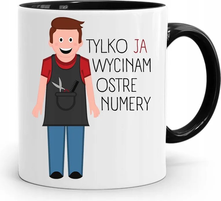 Fekete Fodrász Bögre Én Éles Számokat Vágok Ki fényképes nyomtatással