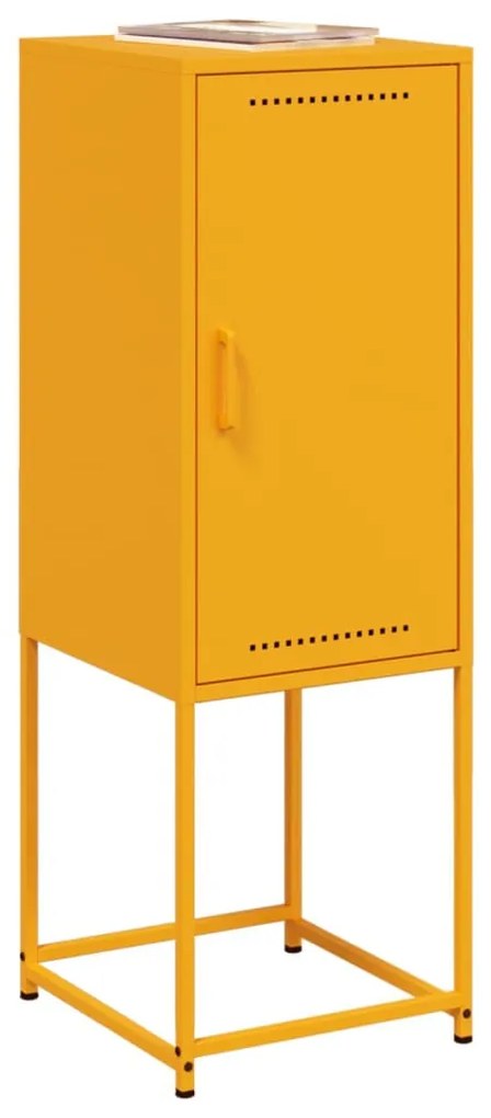 mustársárga acél magasszekrény 36 x 39 x 107 cm