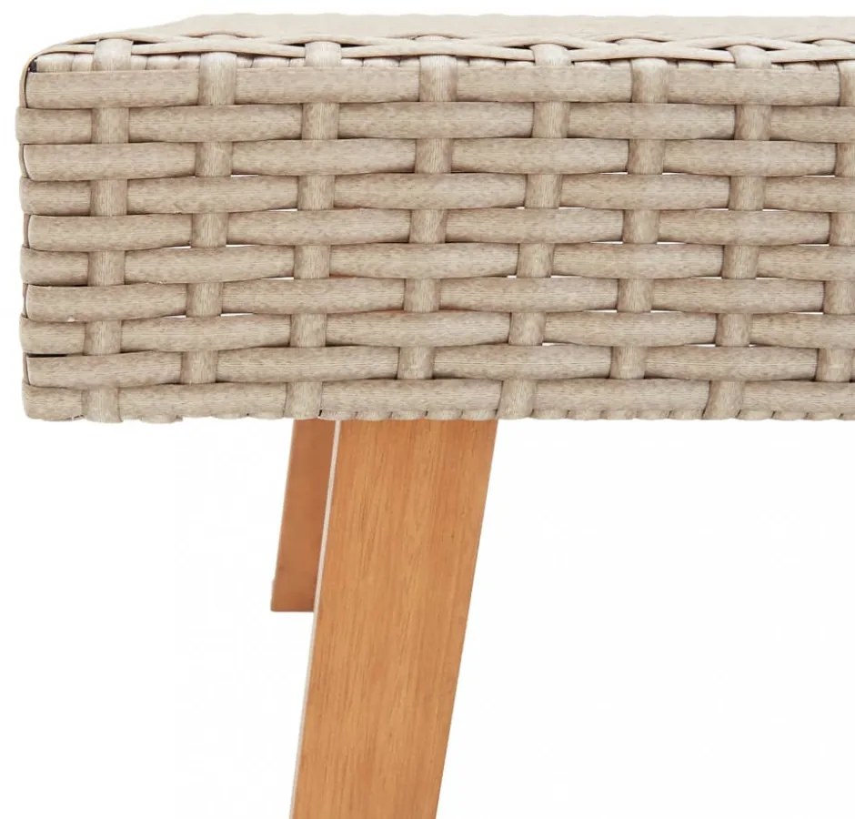 bézs polyrattan kerti dohányzóasztal