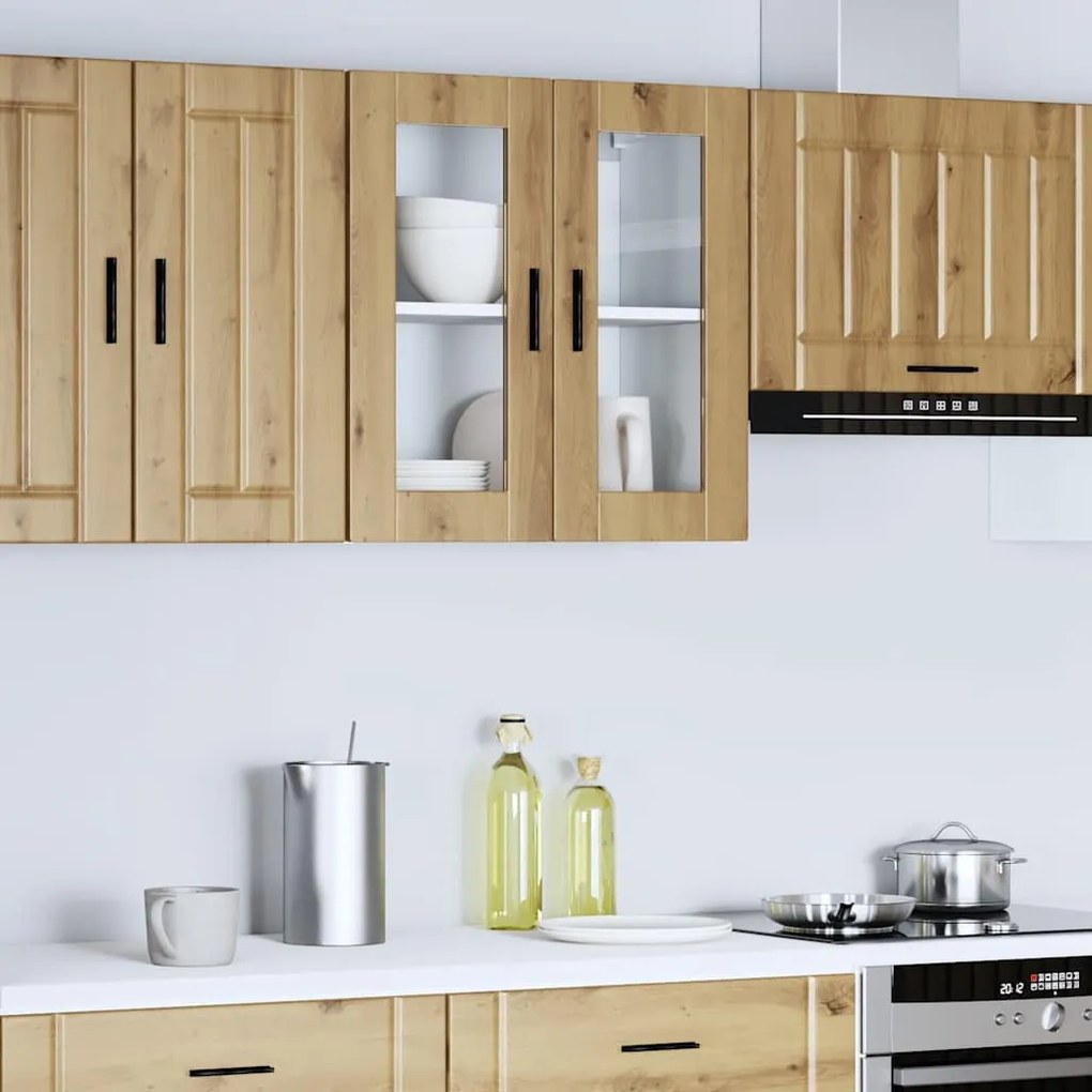 konyhai fali szekrény üvegajtóval Porto&quot; Artisan Oak&quot;