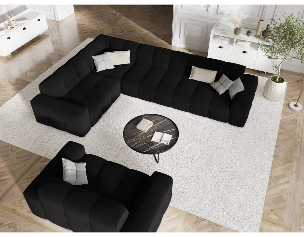 Fekete bársony kanapé 156 cm Kendal – Micadoni Home