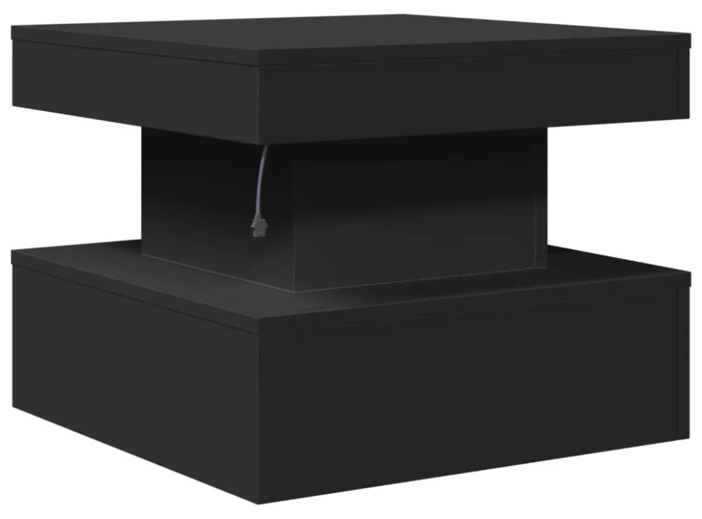 fekete dohányzóasztal LED-lámpákkal 50 x 50 x 40 cm