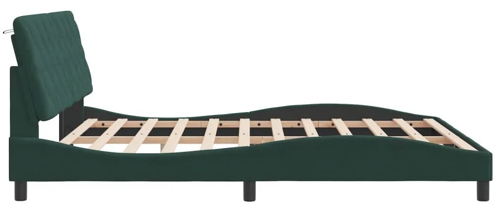 sötétzöld bársony ágykeret matrac nélkül 180x200 cm