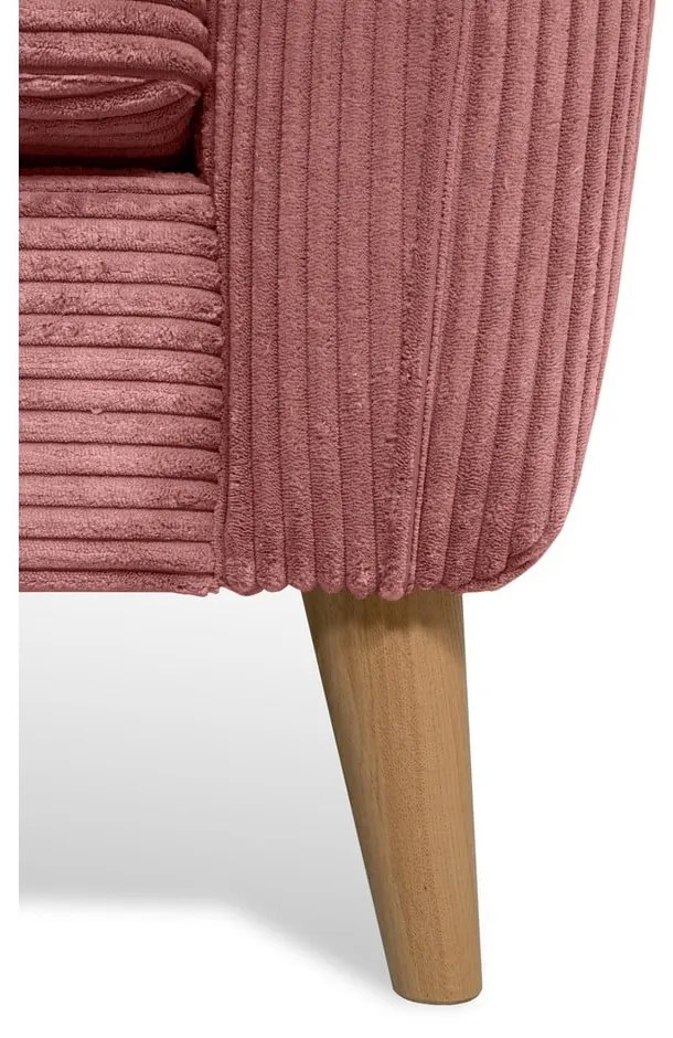 Rózsaszín kordbársony sarokkanapé (bal oldali) Paris – Scandic