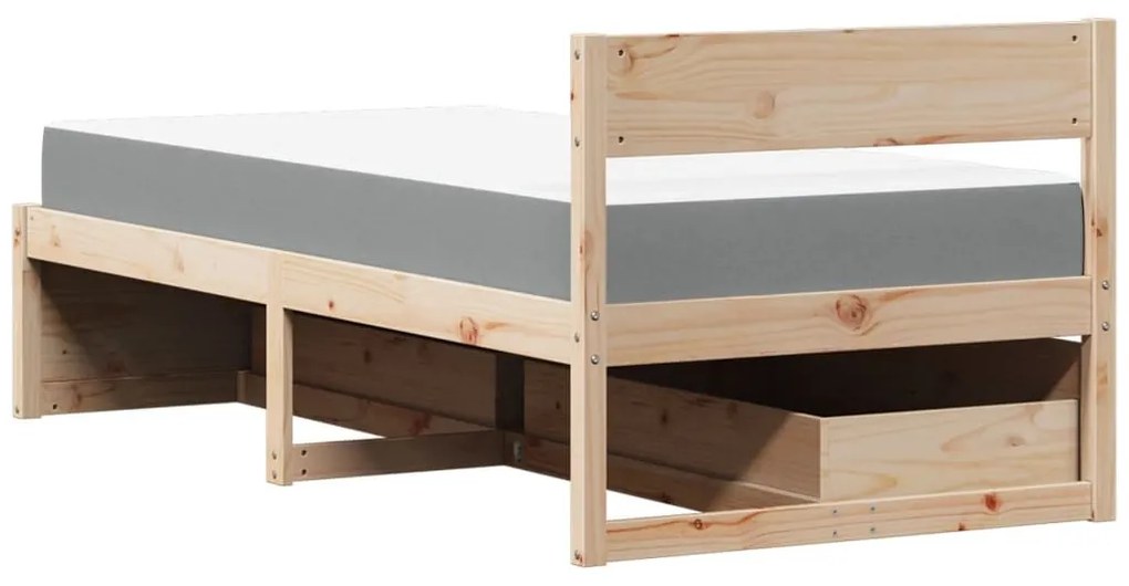 tömör fenyőfa ágy fiókokkal és matraccal 90 x 200 cm