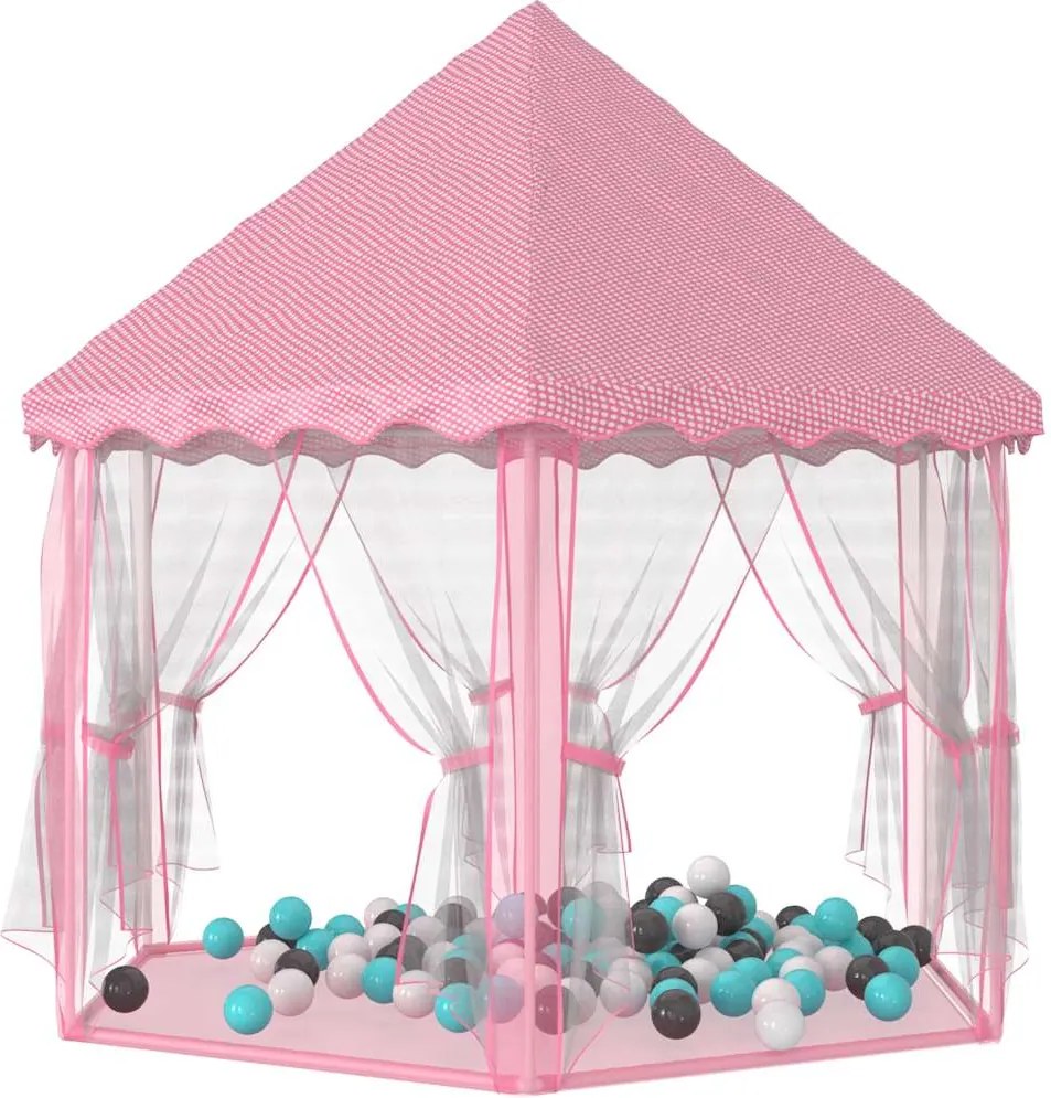 vidaXL rózsaszínű hercegnős játszósátor 250 labdával 133 x 140 cm