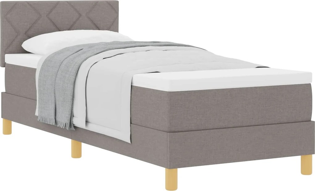vidaXL Boxrugós ágy matracmal fejtámlával Tópszínű 100 x 200 cm szövet