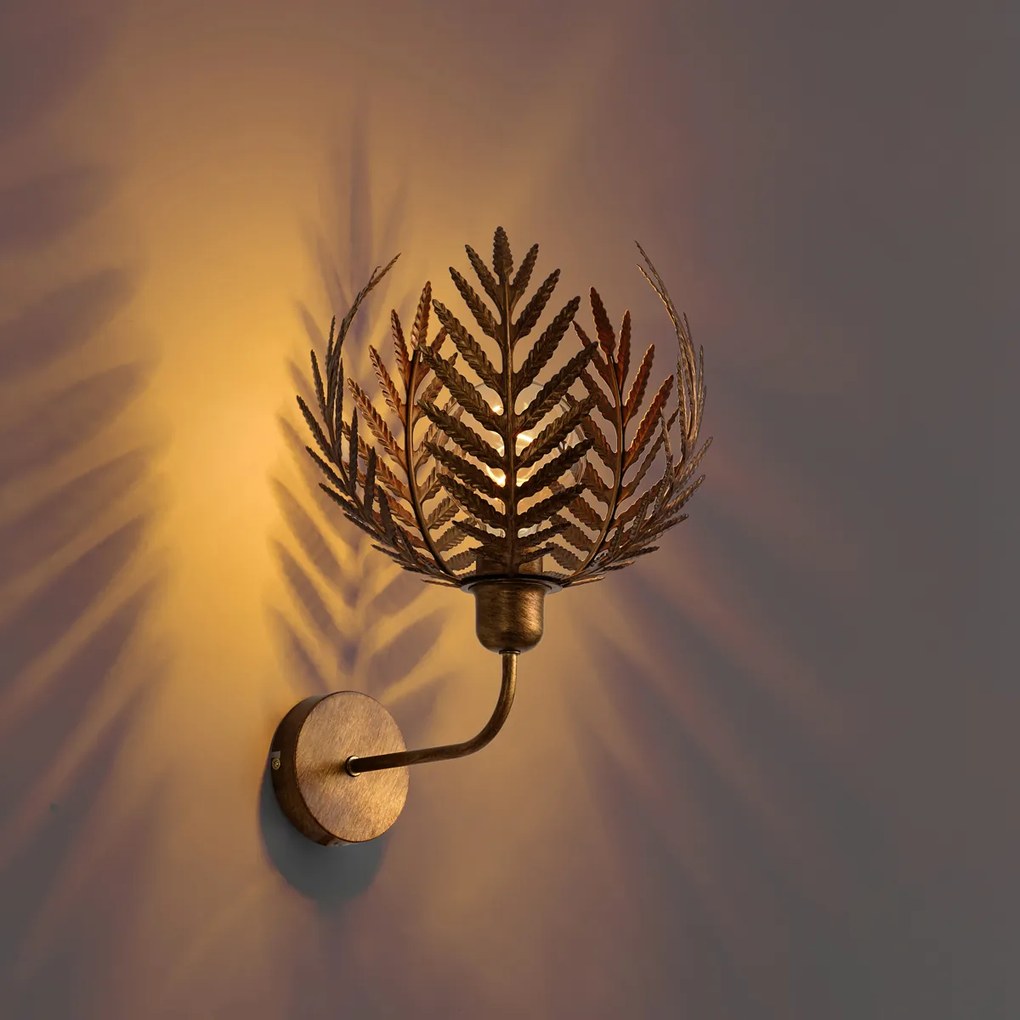 Vintage fali lámpa arany 26,5 cm - Botanica
