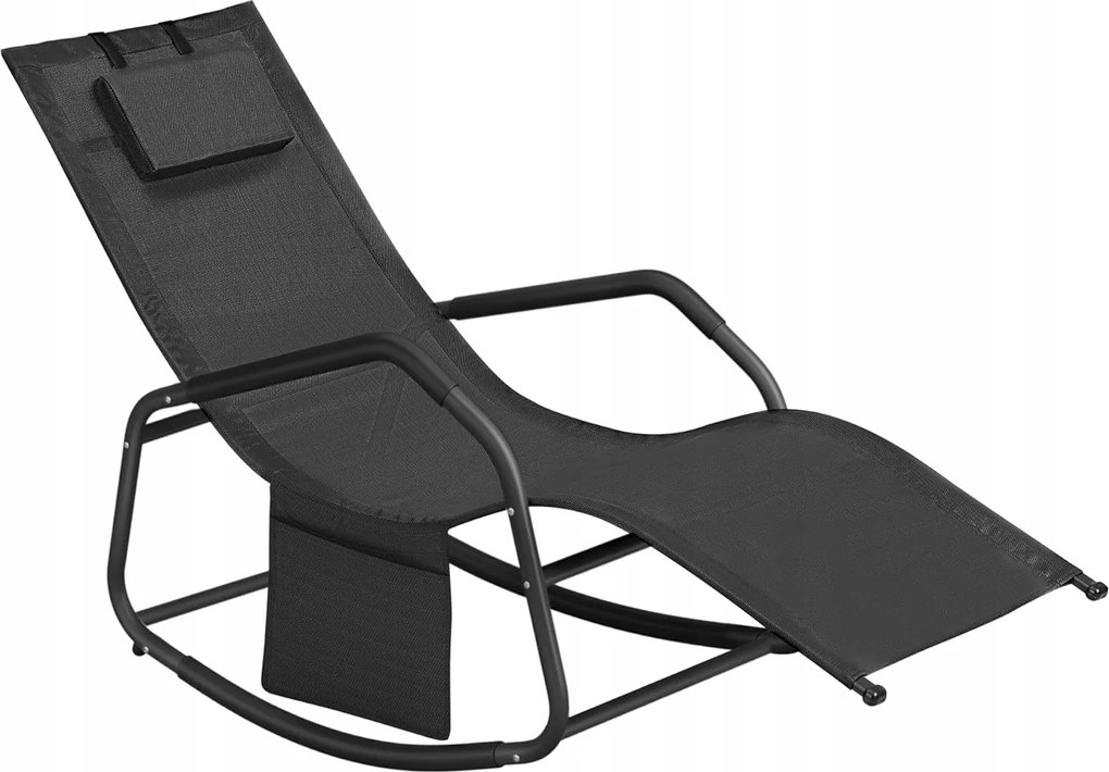 Hintaszék Songmics Napozóágy Fekete Kényelmes Tömör Modern Design