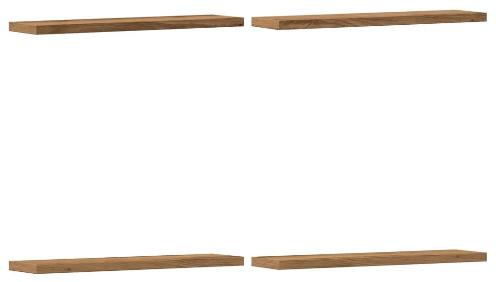 4 db kézműves tölgy színű szerelt fa fali polc 40 x 10 x 1,5 cm