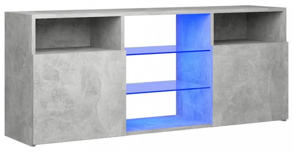 szürke TV-szekrény LED-világítással 120 x 30 x 50 cm