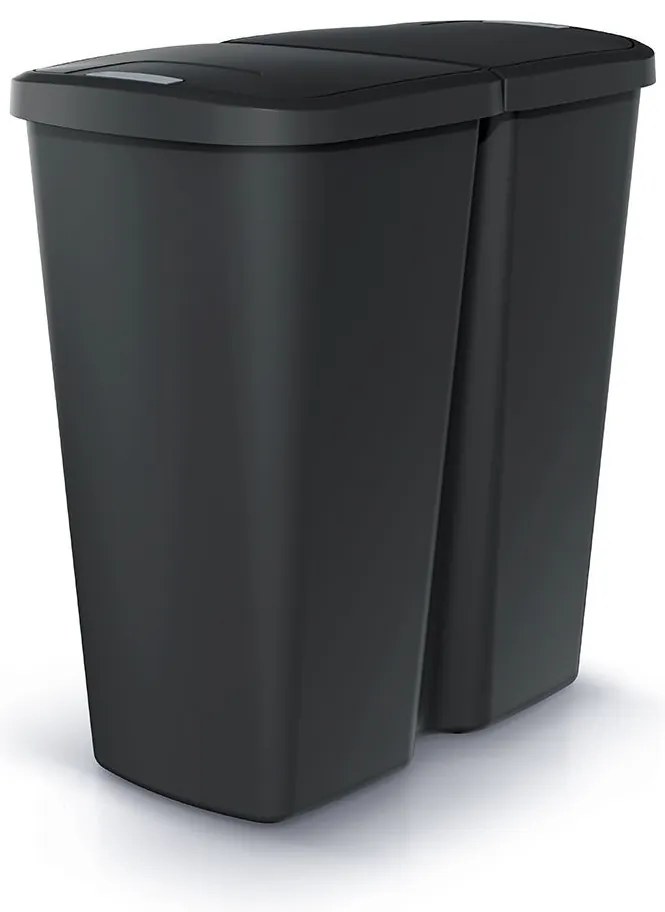 Szemeteskuka DUO fekete, 45 l, fekete